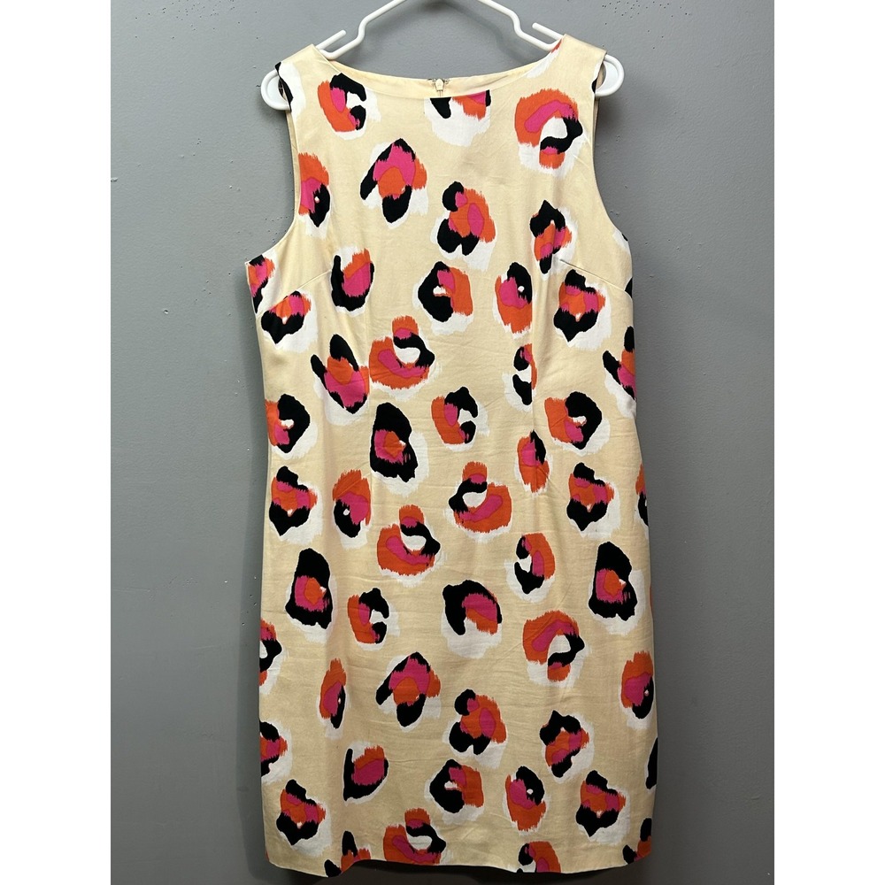 Leslie Fay Dress Womens 14 Beige Multicolor Sleeveless Sheath Abstract‎